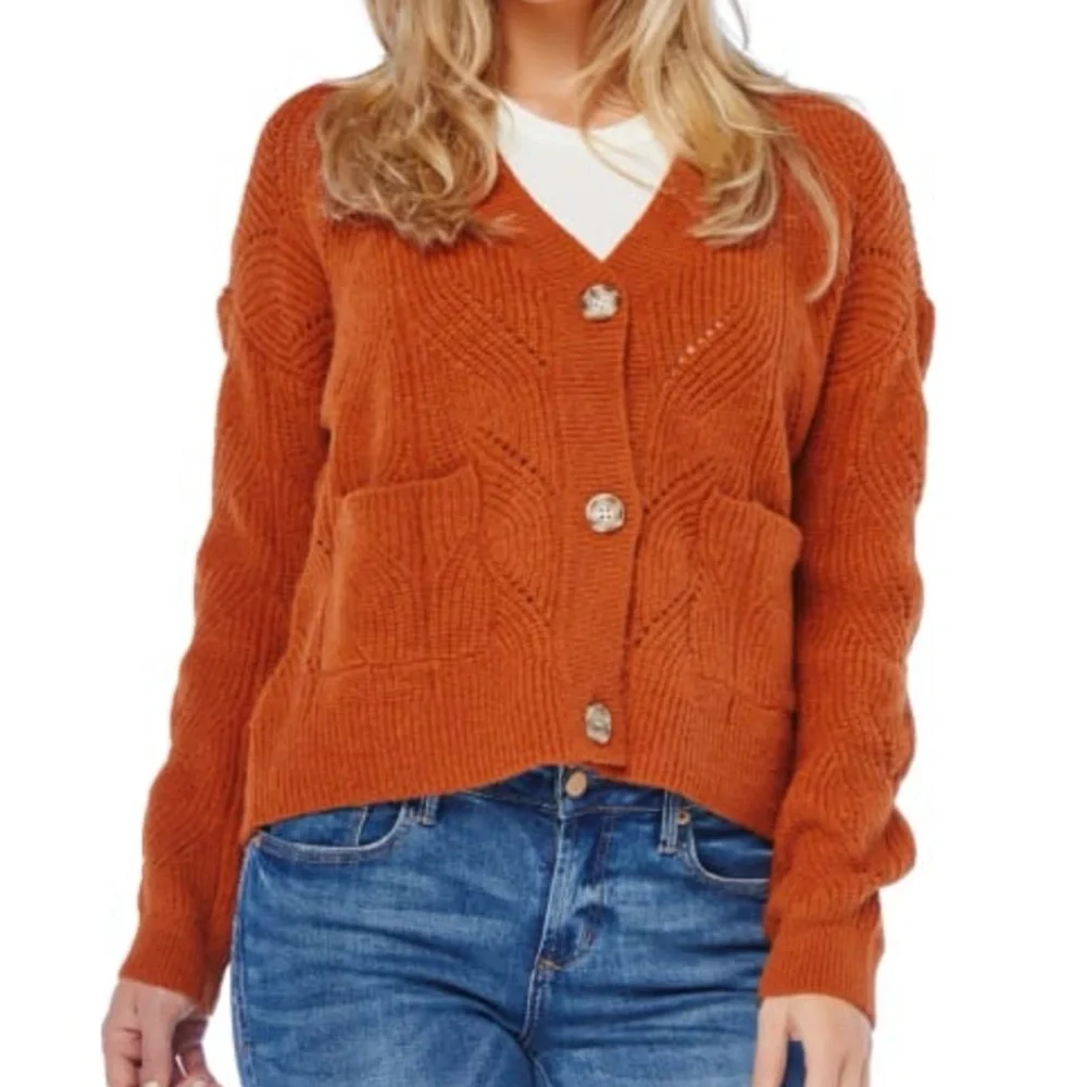 Hem & Thread Rust Button-Up Cardigan - Picture 1 of 6